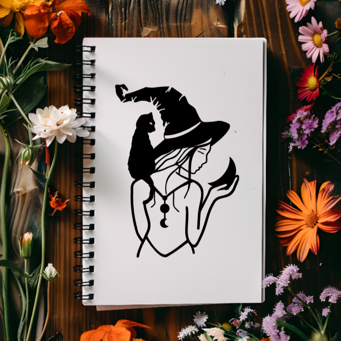 Witch & Cat vinyl decal