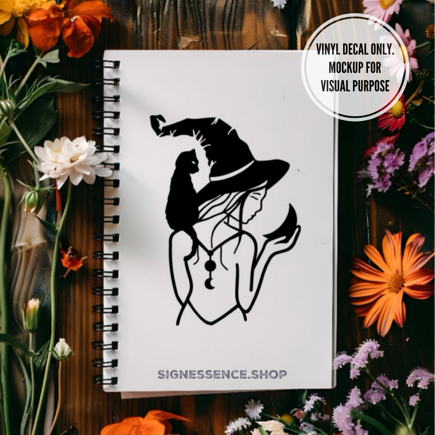 Cat & Witch vinyl decal