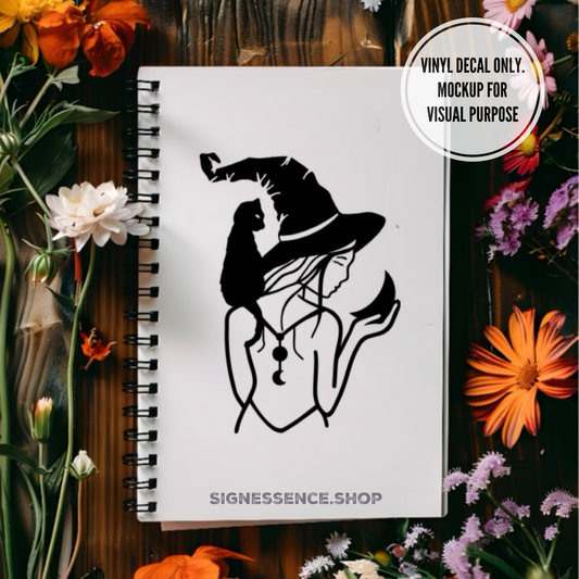 Cat & Witch vinyl decal