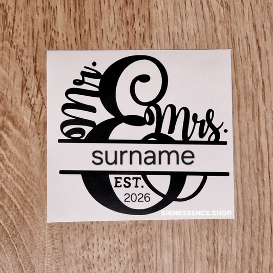 Custom Mr & Mrs vinyl decal