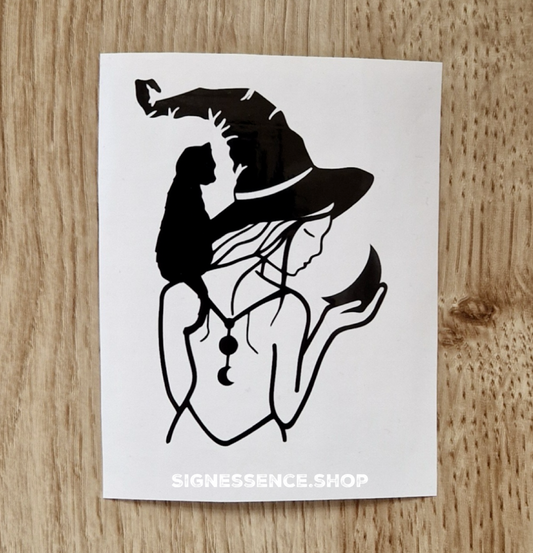 Cat & Witch vinyl decal