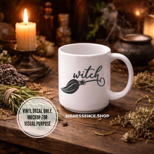 Broom Witch vinyl decal